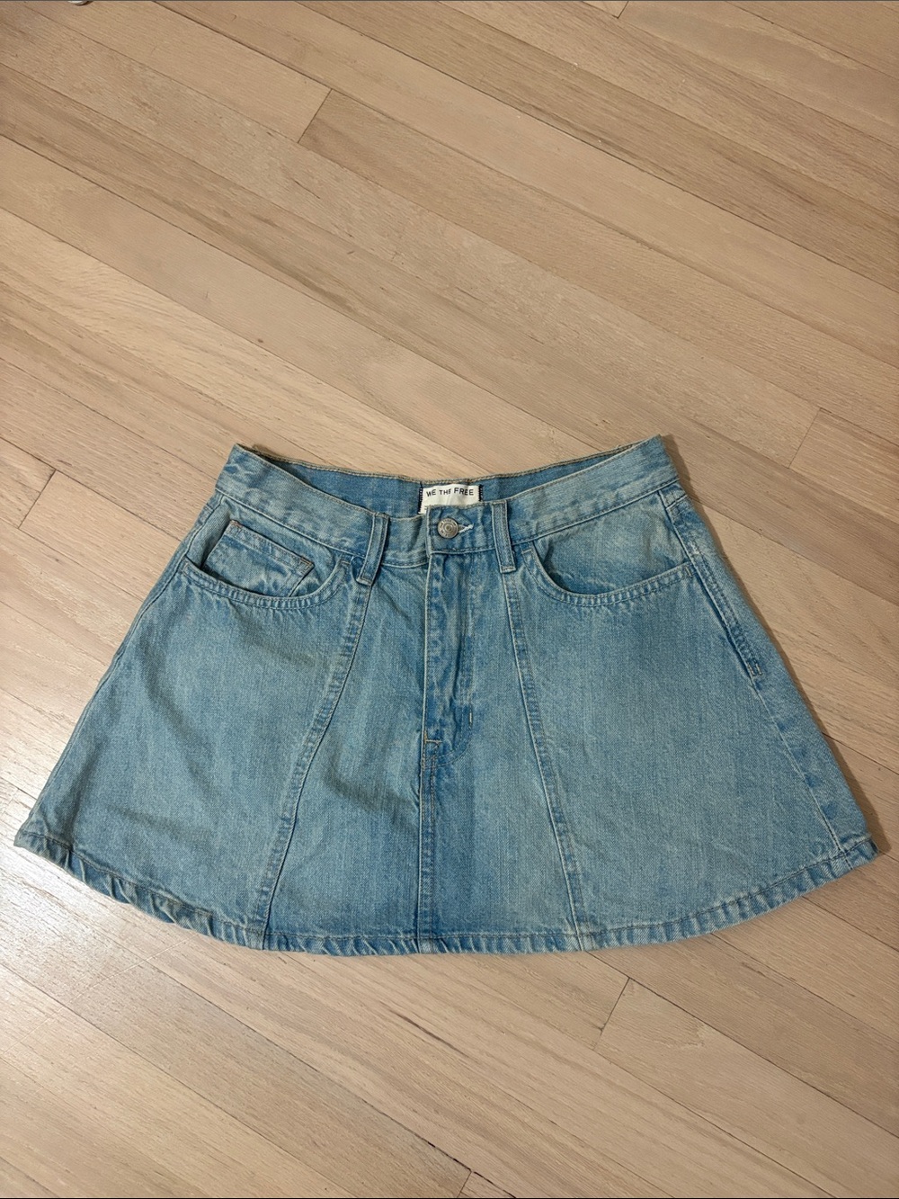 We The Free Light Blue Denim Circle Skirt